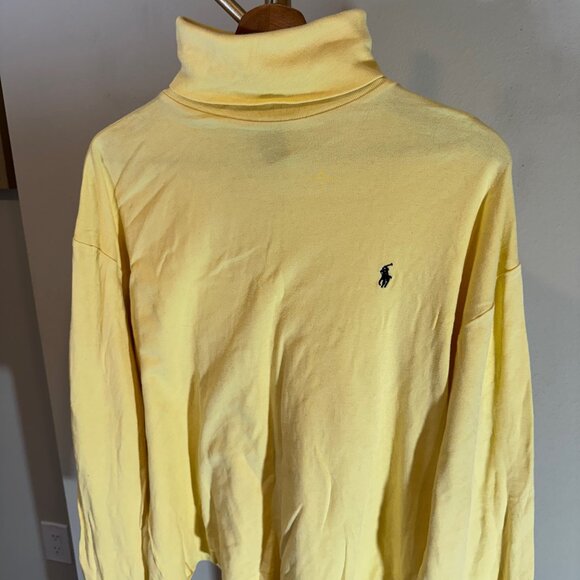 Vtg. Polo Ralph Lauren Sport Logo Cotton Preppy Turtleneck in Yellow Womens XL - Picture 3 of 8